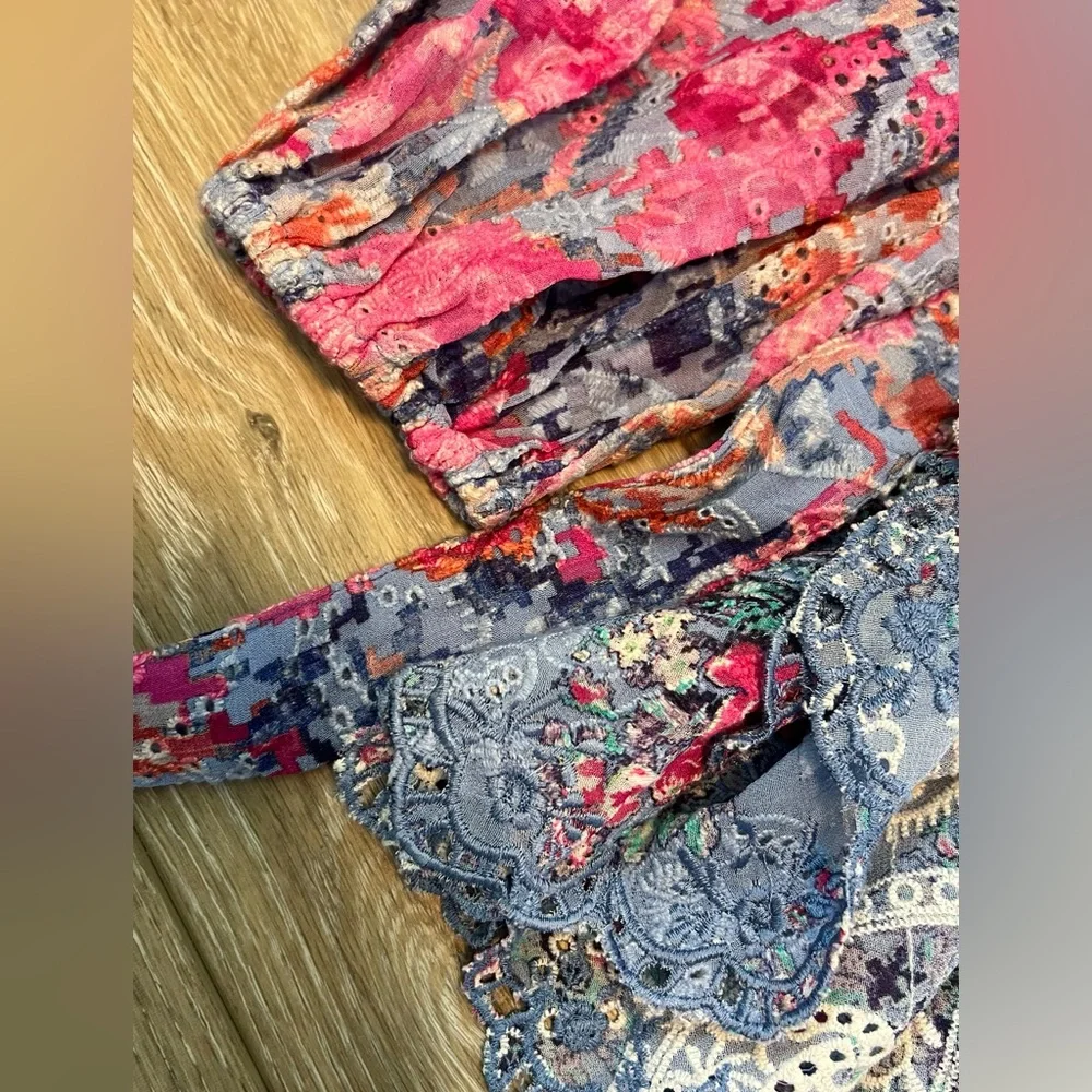 HEMANT & NANDITA Vibrant Pink and Blue One-Shoulder Mini Dress - Picture 12 of 12